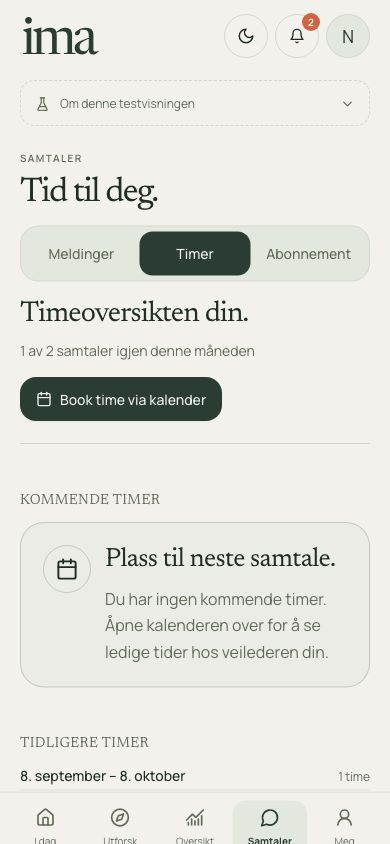 Appens faktiske samtaleoversikt